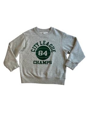 Uniqlo Kids Grey Ultra Stretch Crewneck Sweatshirt with Green Basketball Graphic
